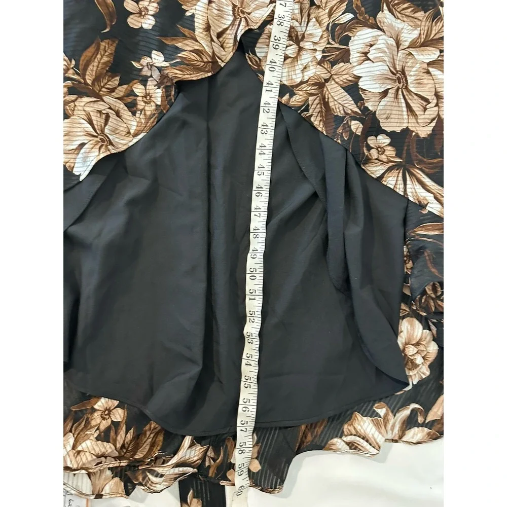 Express Dark Floral High Low Faux Wrap Dress Ruffle Size XL 16/18 Whimsigoth - Picture 10 of 11